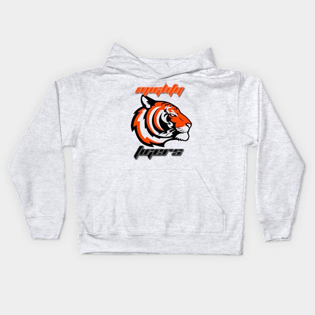 Tiger head- Mighty Tigers Kids Hoodie by Pieartscreation